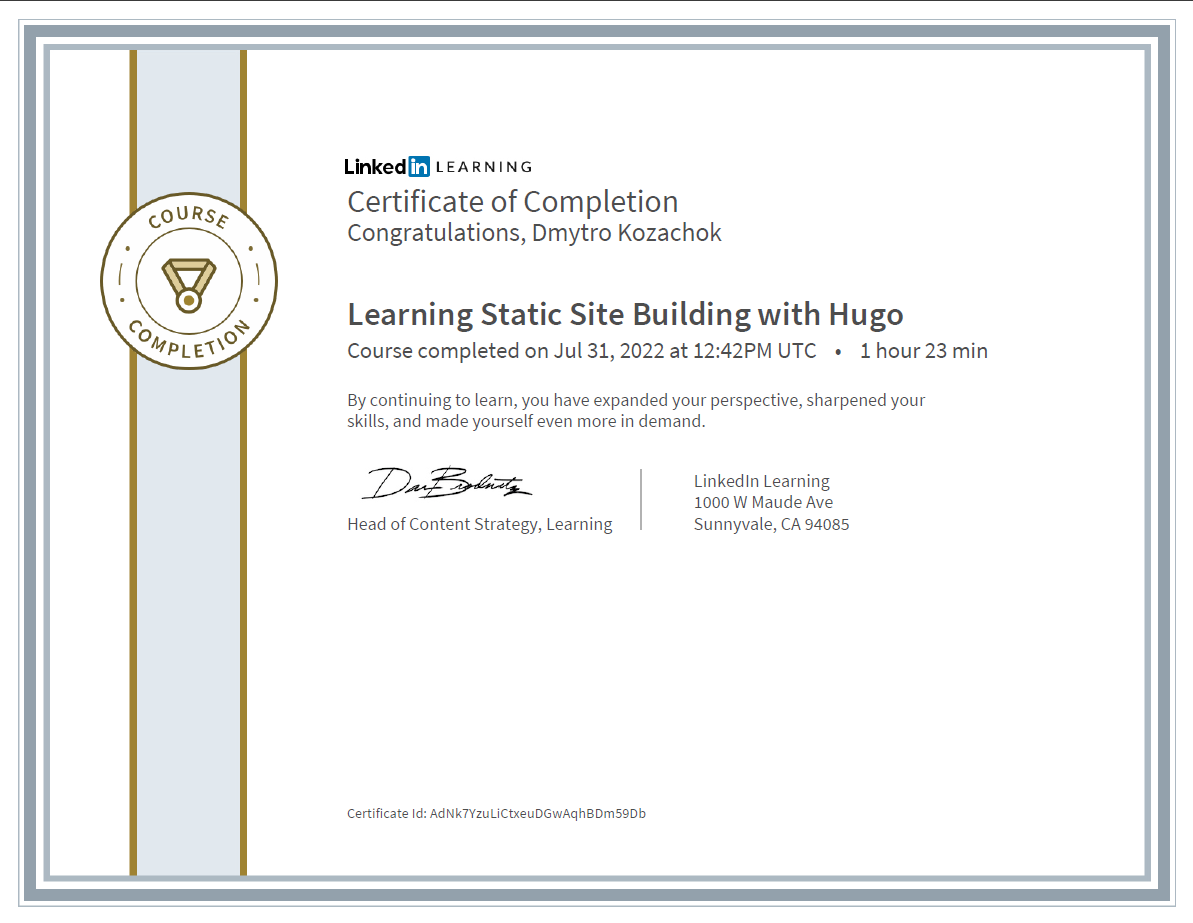 Hugo sertificate